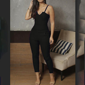 Summer jumpsuit Ladies Sling sleeveless Black Sexy Jumpsuit V-neck Cloth