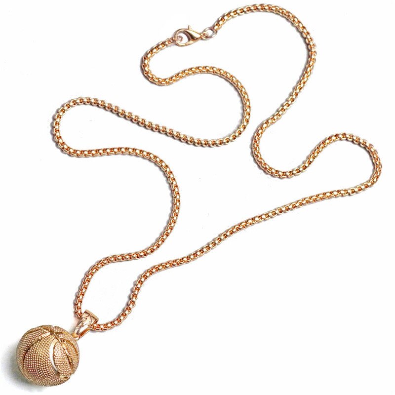 Pallacanestro Collana Girocollo Oro Argento Colore Ciondolo a forma di palla Sport Gioielli Hip Hop Punk