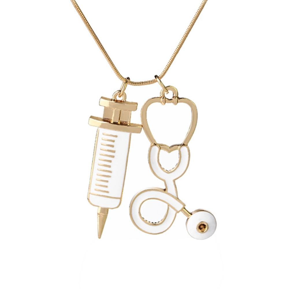 Medical Stethoscope Syringe Hospital Style Pendant Necklace