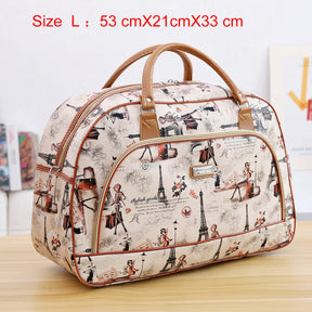 Women Travel Bags PU Leather Large Capacity Waterproof Print Luggage Duffle Bag