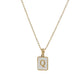 18K Golden Chain Necklaces Male Square Natural Shell Initial Letters Pendant Stainless Steel Jewelry