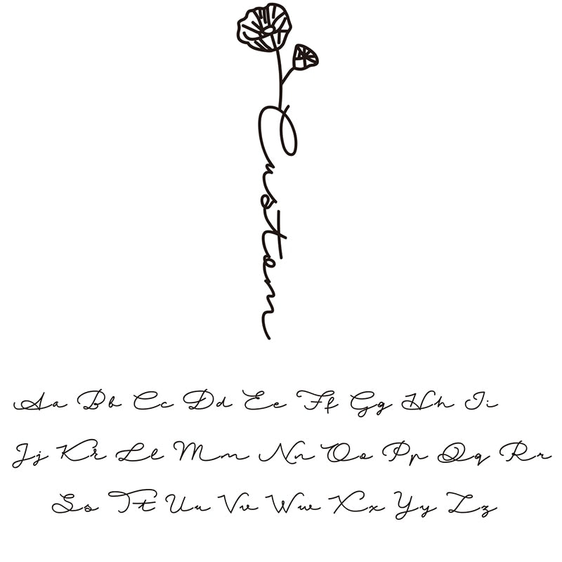 Benutzerdefinierte Namenskette Handschrift Stil mit Blume Personalisierter Namensschmuck