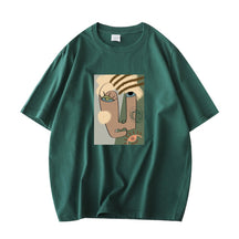 Abstract Pattern Tshirts Lady Cotton Green Summer Tees Lady Short Sleeve Streetwear Tops