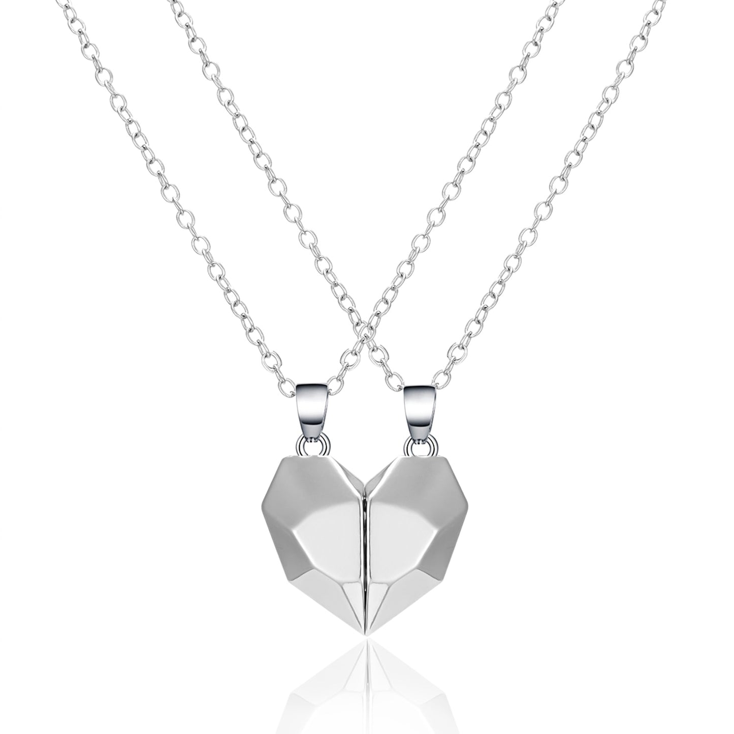Collana magnetica sfaccettata a distanza per amanti della collana con ciondolo a forma di cuore punk da 2 pezzi