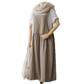 Spring and Summer Sleeveless Robe Dress Ladies Dress Plus Size XL- 5XL Cotton Linen Wome