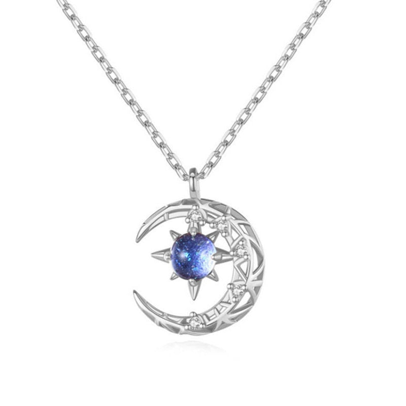 Collana con ciondoli luce di stelle e luna Delicata collana a catena con strass a stelle clavicola