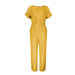 2022 Streetwear Frauen Jumpsuits Langer O-Ansatz Polyester One Piece Outfi Sommerkleidung