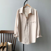 Loose Turn-down Collar Solid Female Shirts Tops Spring Summer Blouses