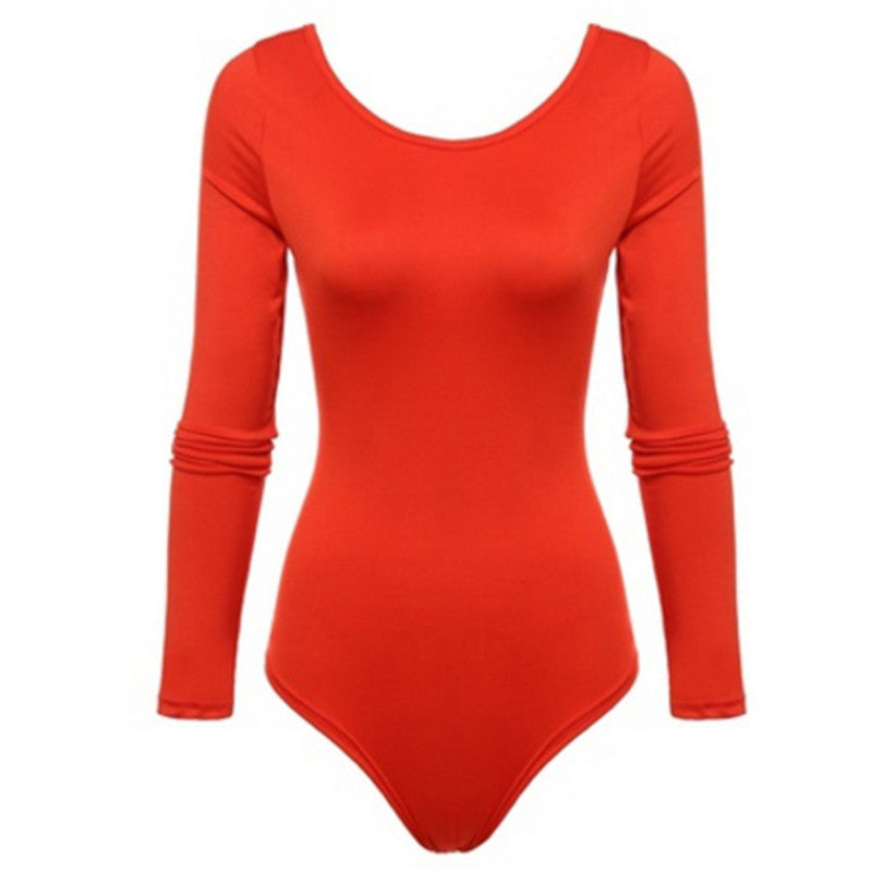 Rückenfreier Langarm-Bodysuit für Frauen, solide, schlanke, regelmäßige Bodysuits, sexy heiße Kleidung