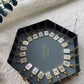 18K Golden Chain Necklaces Male Square Natural Shell Initial Letters Pendant Stainless Steel Jewelry