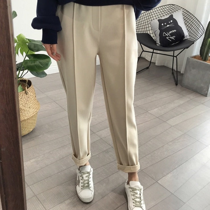 Pencil Pants Wool Pants Female Autumn High Waist Loose Trousers Capris