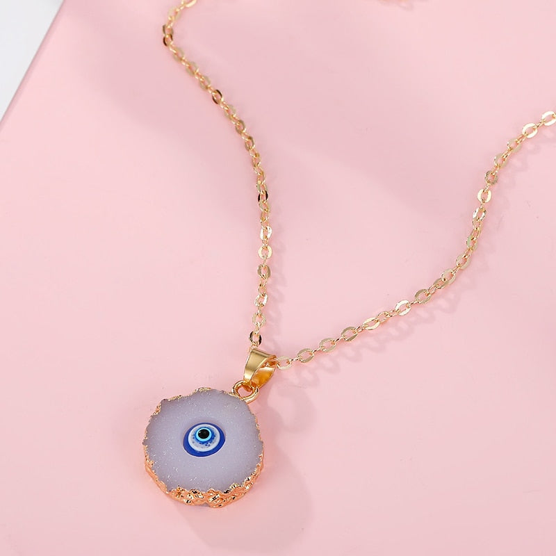 Turkish Evil Eye Pendant Choker Necklace Lucky Blue Evil Eyes Clavicle Chain Necklace