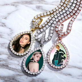 Custom Photo Pendant  Drop-shaped Medal Pendant Necklace  Hip Hop Jewelry