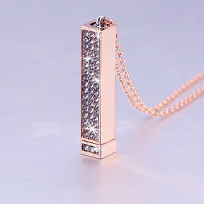 Rose Gold Personalized Name Retractable Double-layer Engraved 3D Necklace