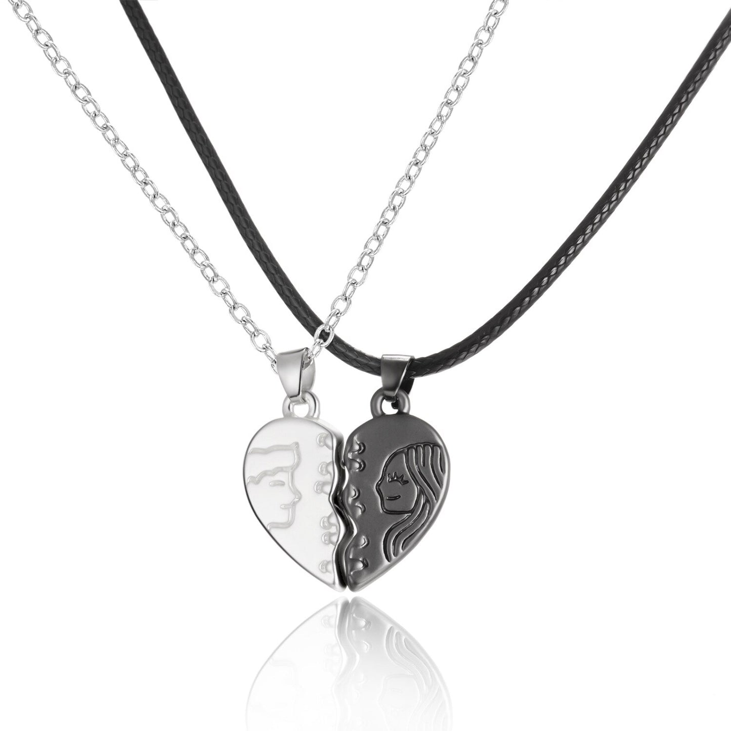 2 Pezzi Magnetico Coppia Collane Amicizia Ciondolo Cuore Distanza Collana con Ciondoli Sfaccettati
