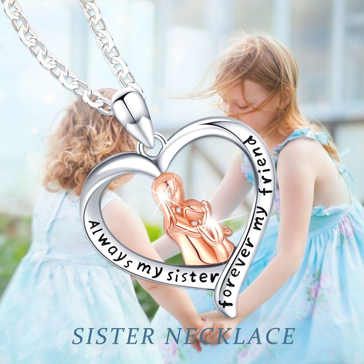 925 Sterling Silber Good Sister Heart Pendant Good Friend Roségold Halskette Schmuck für Schwestern Valentinstagsgeschenk