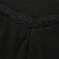 Square Neck Lace Patchwork Bodycon Black Dress Women Cotton Side Split Autumn Dress