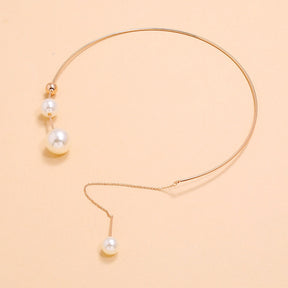 Big White Imitation Pearl Choker Necklace  Clavicle Chain Fashion Necklace