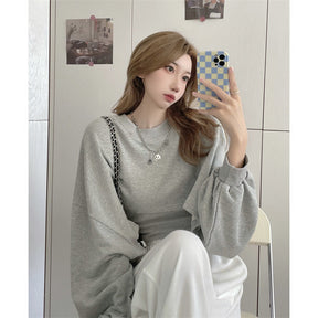 Autumn Two Piece Suit Hoodies Women Loose Bat Sleeve Tops Fashion Popular Crop Sweatshirts+Camis