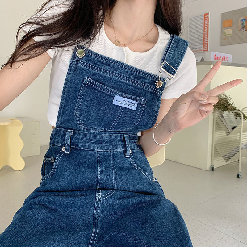 Denim-Overall Damen Baggy Jeans Jumpsuits Hohe Taille Weites Bein Overalls Hose