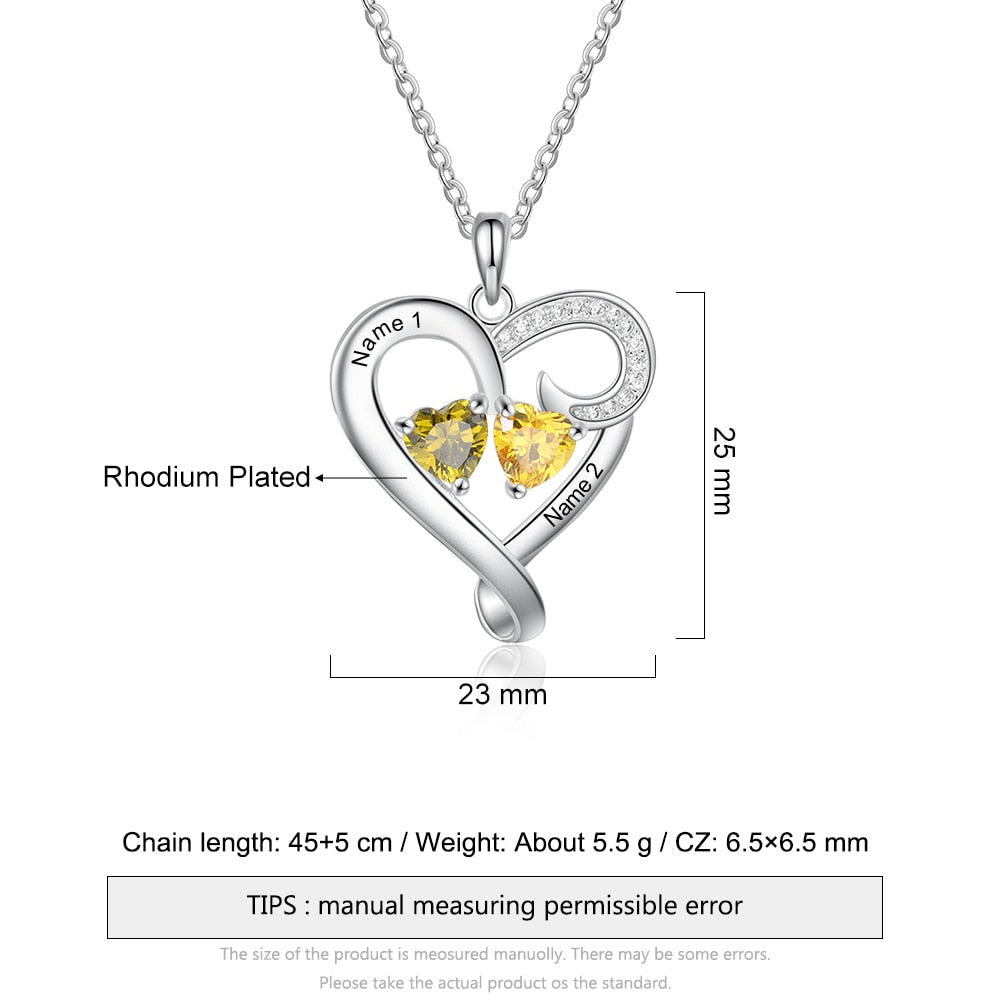 Customized Couple Engraved Necklace Personalized Heart Name Necklace