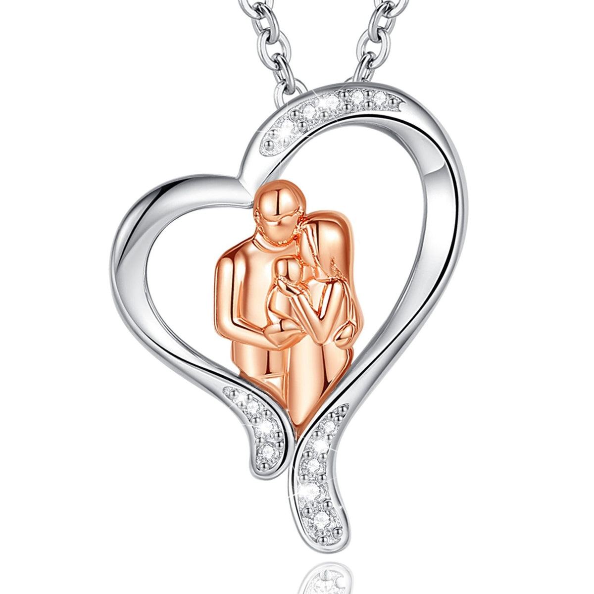 925 SilverI Mamma Papà Baby Ciondolo in oro rosa Famiglia Abbraccia Pure CZ Collana Gioielli moda donna Mamma Regalo di giorno di compleanno