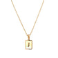 18K Golden Chain Necklaces Male Square Natural Shell Initial Letters Pendant Stainless Steel Jewelry
