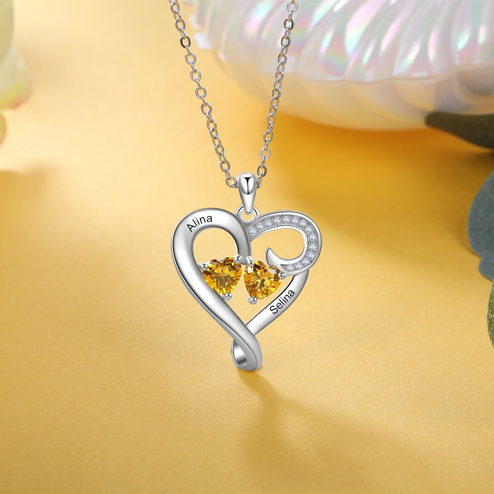 Customized Couple Engraved Necklace Personalized Heart Name Necklace