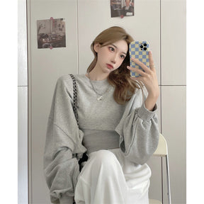 Autumn Two Piece Suit Hoodies Women Loose Bat Sleeve Tops Fashion Popular Crop Sweatshirts+Camis