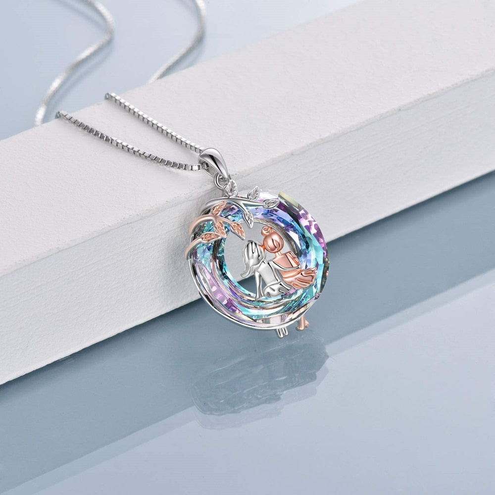 Friendship Round Sisters Pendant Necklace Natural Crystal Sisters Jewelry necklace