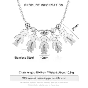 Personalisierte gravierte Namenskette mit Jungen-Mädchen-Anhängern