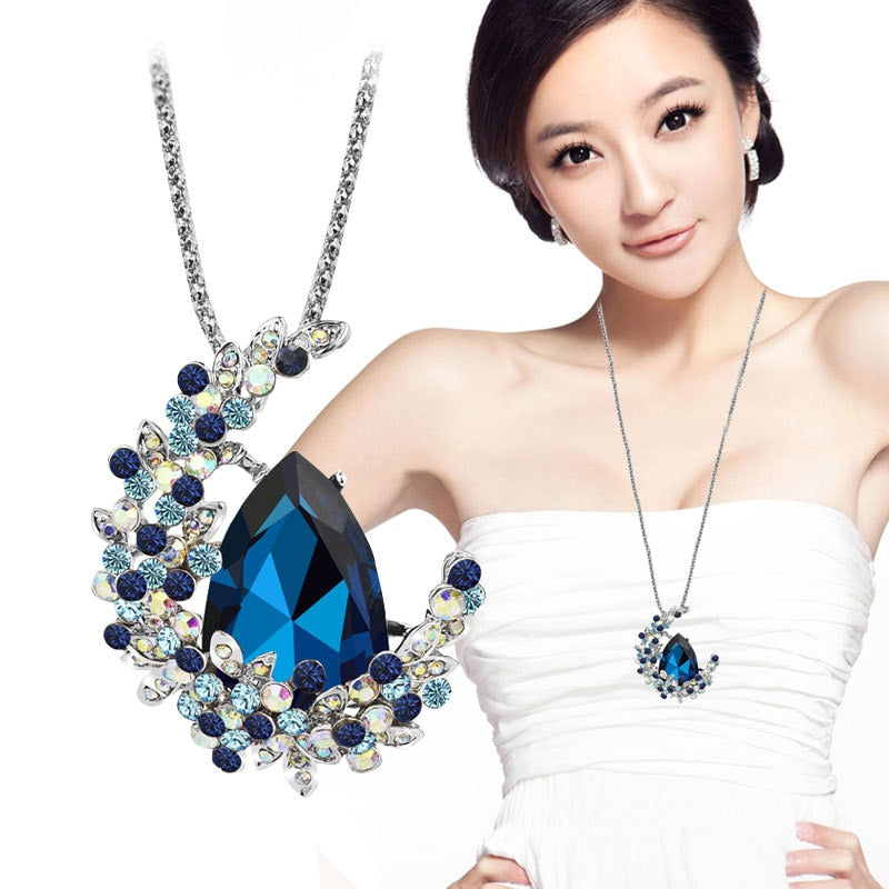 Long Necklaces& Pendants for Women Collier Femme Geometric Fashion Crystal Jewelry