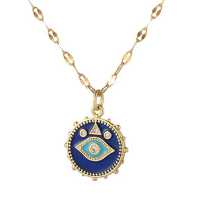 Boho Evil Bllue Eye Necklace for Women Men Snake All-seeing Eye Collar Necklace