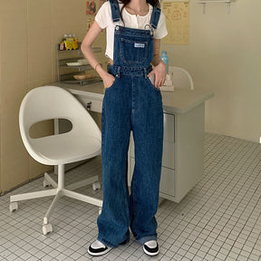 Denim Jumpsuit Women Baggy Jeans Jumpsuits High Waist Wide Leg Overalls Trousers