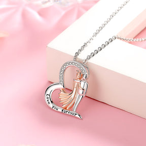 Rose Couple Heart Love Pendant Chain 925 Sterling Silver Husband hugged Wife Necklace for Women Fine Jewelry 2021 Valentine Gift