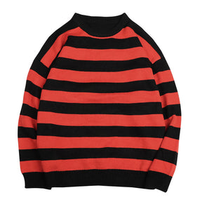 Autumn Winter Knitted Striped Sweater Casual Oversized Pullovers Sweaters