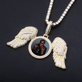 Angel Wings Photo Gold Memory Necklace