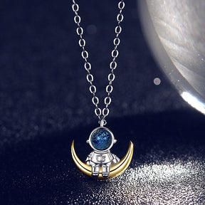 Spaceman Moon Couples Necklace Milky Way Space Pendant Necklaces Jewelry