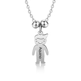 Personalized Engraved Name Necklace with Boy Girl Charms