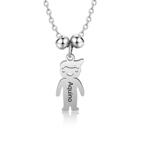 Personalized Engraved Name Necklace with Boy Girl Charms