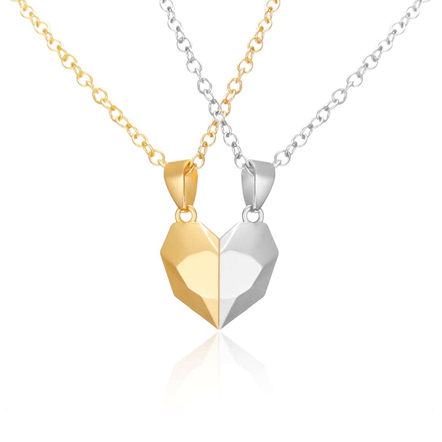 Collana magnetica sfaccettata a distanza per amanti della collana con ciondolo a forma di cuore punk da 2 pezzi