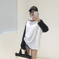 T-shirt da donna T-shirt manica lunga a contrasto colore girocollo T-shirt da donna primaverili