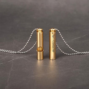 Engraved Text Brass Whistle Necklaces Custom Phone Number Children Anti-lost Necklace