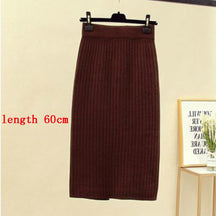 High Waist Women Knitted Skirt Spring Autumn Fashion Rib Skirt Elegant Midi Skirt