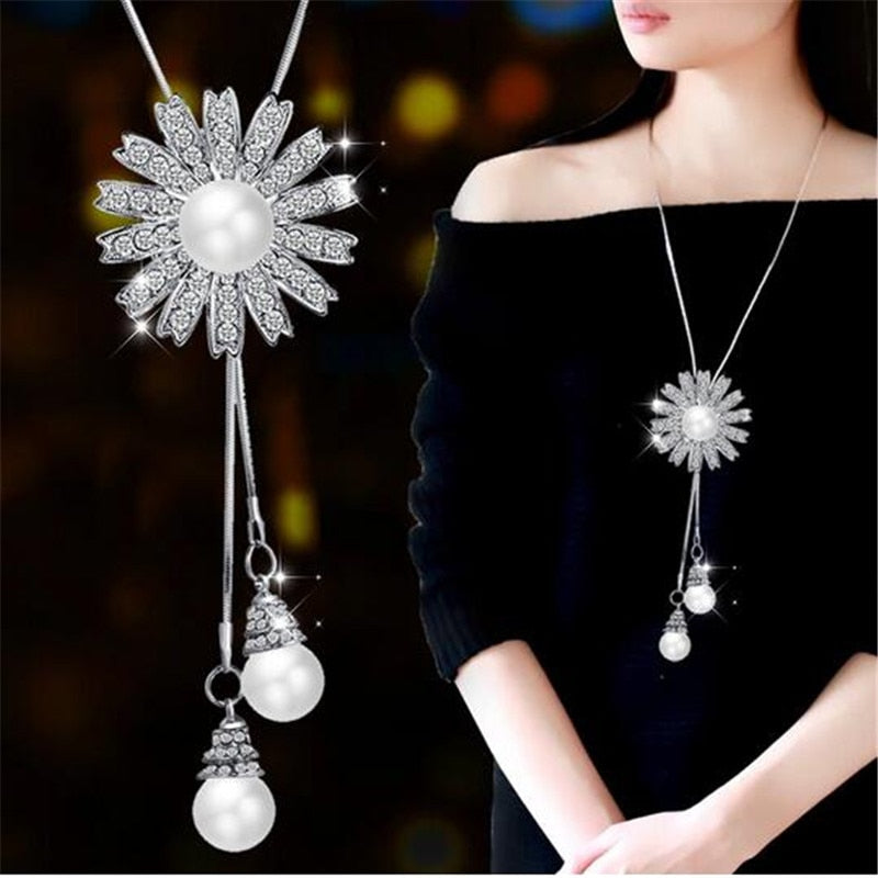 Long Necklaces& Pendants for Women Collier Femme Geometric Fashion Crystal Jewelry