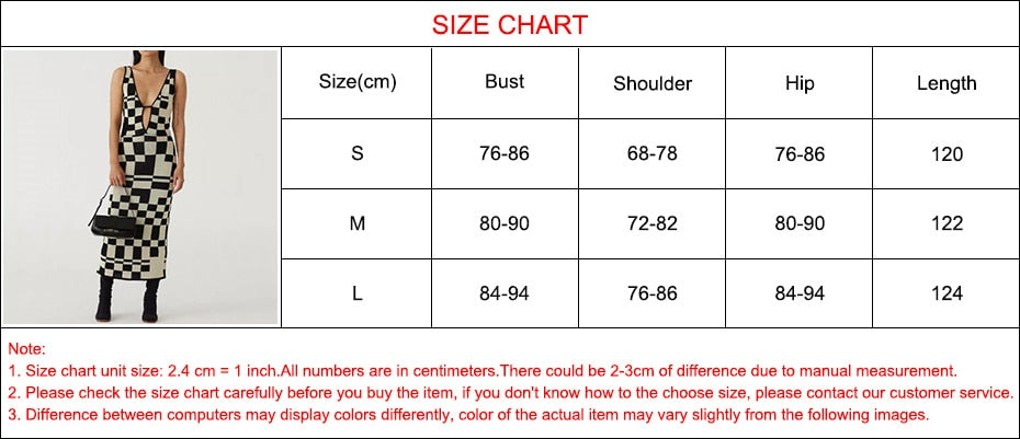 Knitted Sexy Bodycon Summer Women Dresses Backless Plaid Print Spaghetti Strap Hollow Out Vestidos