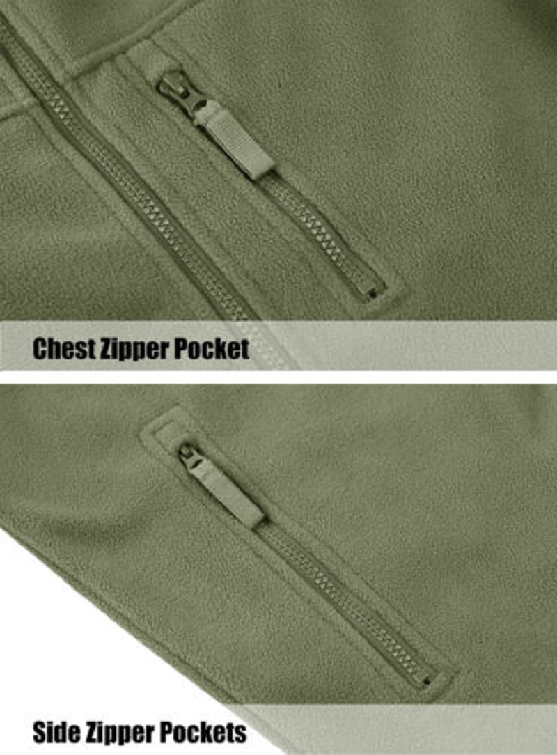 Full Zip Up Tactical Army Fleece Jacket Military Thermal Warm Outwear Windbreaker