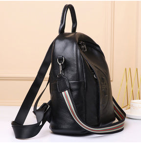 Genuine Real Cowhide Leather Backpack High Quality Women's Bag Durable Dirty Student School Bag