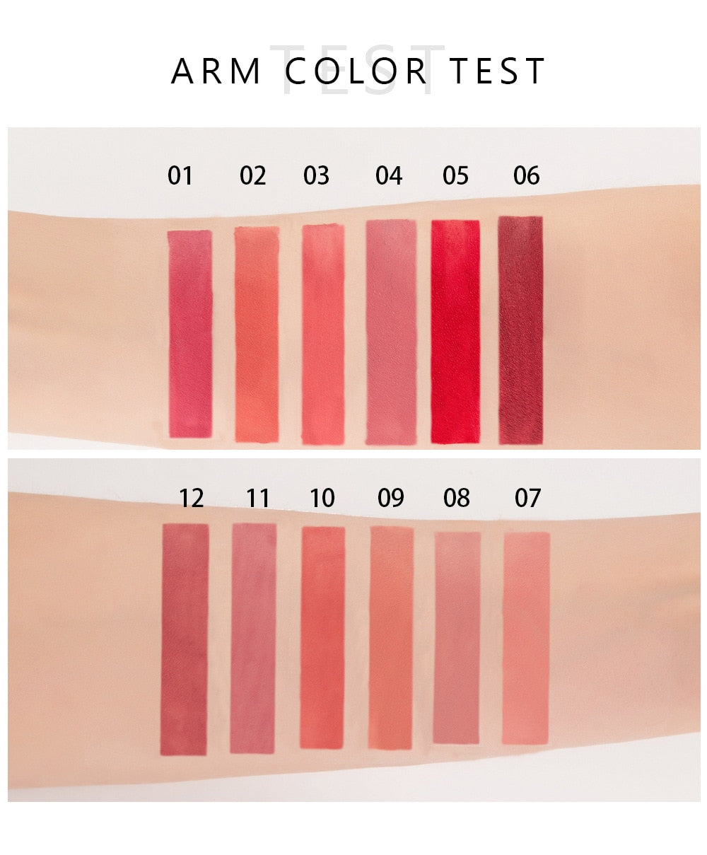 12 Farben Sexy Flüssiger Lippenstift Matte Wasserdichte Lipgloss Nude Make-up-Kosmetik