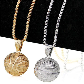 Pallacanestro Collana Girocollo Oro Argento Colore Ciondolo a forma di palla Sport Gioielli Hip Hop Punk